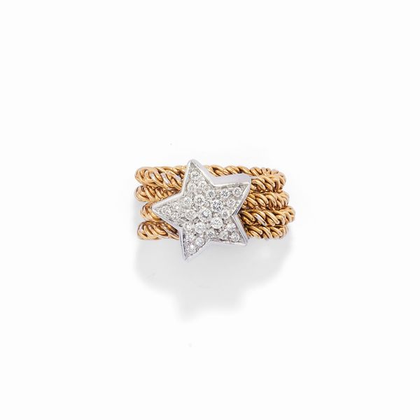 VALENTE : Anello a stella con diamanti  - Asta Gioielli - Associazione Nazionale - Case d'Asta italiane