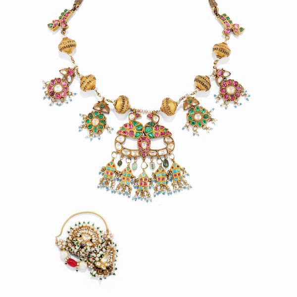 Collana e orecchino da naso India  - Asta Gioielli - Associazione Nazionale - Case d'Asta italiane