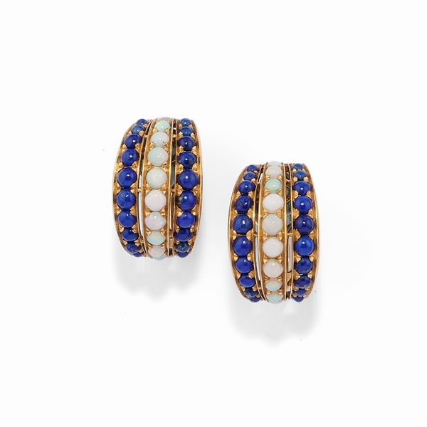 Orecchini con opali e lapislazzuli  - Asta Gioielli - Associazione Nazionale - Case d'Asta italiane