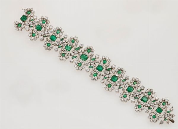 Bracciale con smeraldi e diamanti  - Asta Fine Jewels - Associazione Nazionale - Case d'Asta italiane