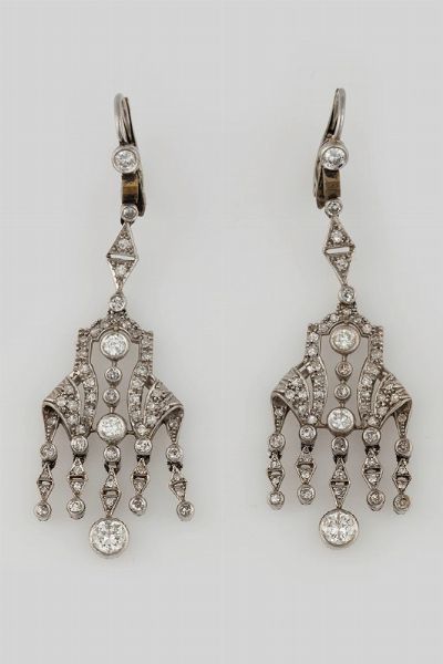 Orecchini pendenti con diamanti  - Asta Fine Jewels - Associazione Nazionale - Case d'Asta italiane