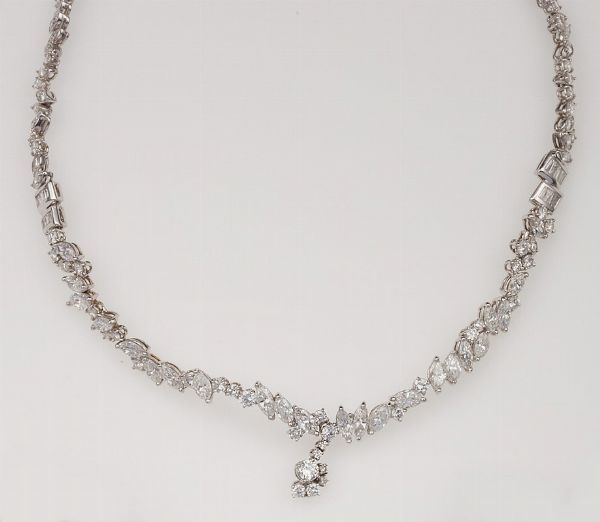 Girocollo con diamanti taglio brillante, navette, tepper e baguette  - Asta Fine Jewels - Associazione Nazionale - Case d'Asta italiane