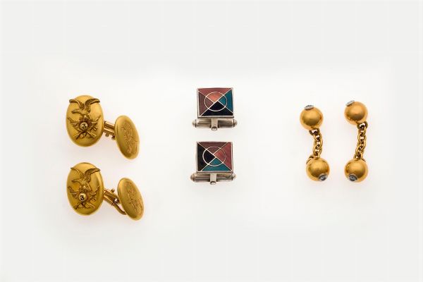 Lotto composto da tre paia di bottoni da polso  - Asta Fine Jewels - Associazione Nazionale - Case d'Asta italiane