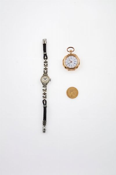 Lotto composto da orologio da polso, orologio da tasca ed una moneta  - Asta Fine Jewels - Associazione Nazionale - Case d'Asta italiane