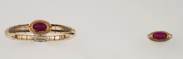Nouvelle Bague. Parure composta da bracciale ed anello con rubini e diamanti  - Asta Fine Jewels - Associazione Nazionale - Case d'Asta italiane