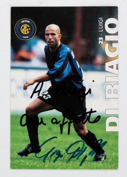 Cartolina autografa Gigi Di Biagio , Inter FC  - Asta Memorabilia, Militaria, Ordini Cavallereschi - Associazione Nazionale - Case d'Asta italiane