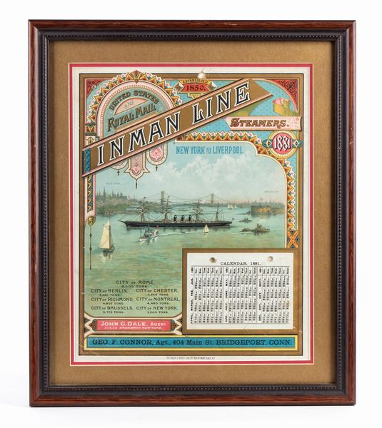 Calendario 1881 INMAN LINE  - Asta Memorabilia, Militaria, Ordini Cavallereschi - Associazione Nazionale - Case d'Asta italiane