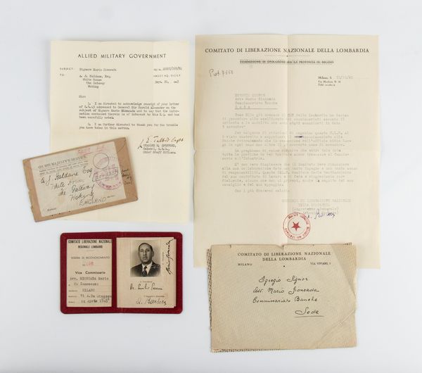 Lotto di documenti del CLN ed altro  - Asta Memorabilia, Militaria, Ordini Cavallereschi - Associazione Nazionale - Case d'Asta italiane