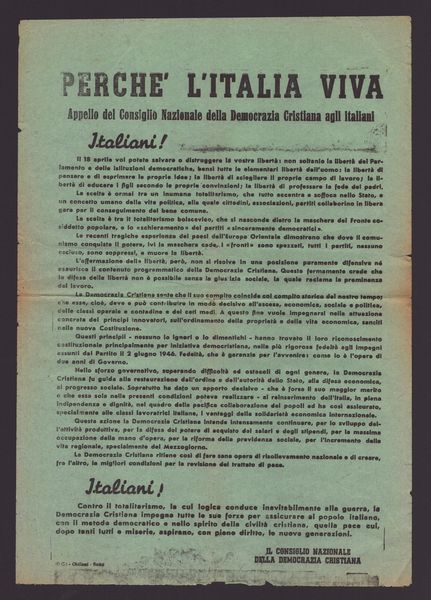 D.C. Consiglio Nazionale - Volantino 1946  - Asta Memorabilia, Militaria, Ordini Cavallereschi - Associazione Nazionale - Case d'Asta italiane