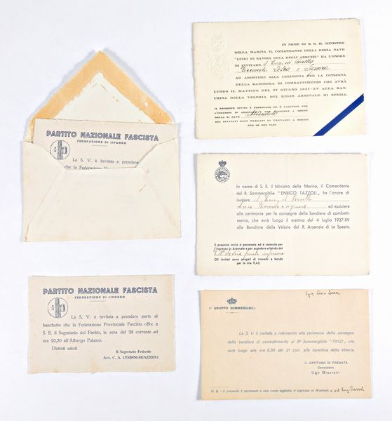 Lotto di tre inviti PNF  - Asta Memorabilia, Militaria, Ordini Cavallereschi - Associazione Nazionale - Case d'Asta italiane