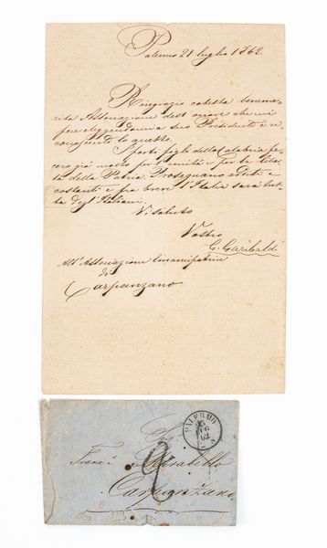 Garibaldi, Giuseppe - Lettera autografa, in busta  - Asta Memorabilia, Militaria, Ordini Cavallereschi - Associazione Nazionale - Case d'Asta italiane