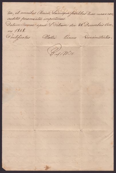 Papa PIO IX , lettera autografa (Giovanni Mastai-Ferretti; Senigallia, 13 maggio 1792 – Roma, 7 febbraio 1878)  - Asta Memorabilia, Militaria, Ordini Cavallereschi - Associazione Nazionale - Case d'Asta italiane