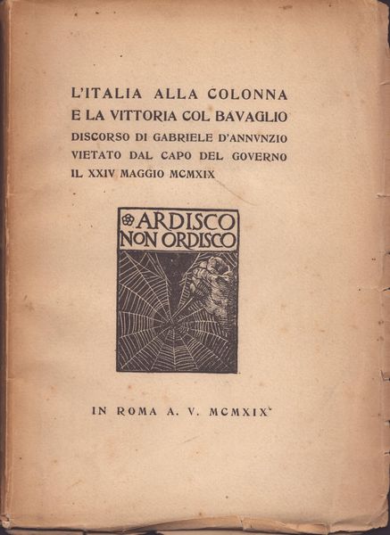 D'annunzio, Gabriele (Pescara, 12 marzo 1863 – Gardone Riviera, 1º marzo 1938)  - Asta Memorabilia, Militaria, Ordini Cavallereschi - Associazione Nazionale - Case d'Asta italiane
