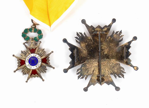 Spagna, Francisco Franco,  Ordine di Isabella la cattolica, insegna di Grand'Ufficiale  - Asta Memorabilia, Militaria, Ordini Cavallereschi - Associazione Nazionale - Case d'Asta italiane
