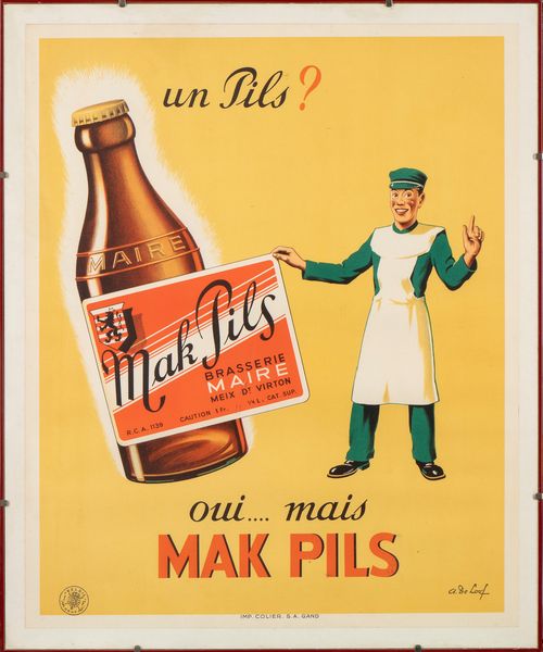 Manifesto MAK PILS birra Maier, Belgio  - Asta Memorabilia, Militaria, Ordini Cavallereschi - Associazione Nazionale - Case d'Asta italiane