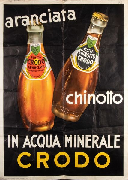 Manifesto ARANCIATA CHINOTTO in acqua minerale CRODO  - Asta Memorabilia, Militaria, Ordini Cavallereschi - Associazione Nazionale - Case d'Asta italiane