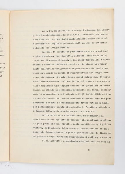 Documento AGIP a firma MUSSOLINI  - Asta Memorabilia, Militaria, Ordini Cavallereschi - Associazione Nazionale - Case d'Asta italiane