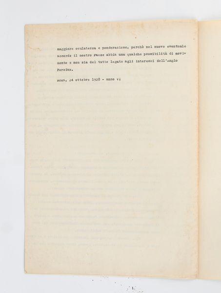 Documento AGIP a firma MUSSOLINI  - Asta Memorabilia, Militaria, Ordini Cavallereschi - Associazione Nazionale - Case d'Asta italiane