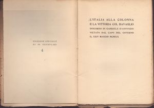 D'annunzio, Gabriele (Pescara, 12 marzo 1863 – Gardone Riviera, 1º marzo 1938)  - Asta Memorabilia, Militaria, Ordini Cavallereschi - Associazione Nazionale - Case d'Asta italiane