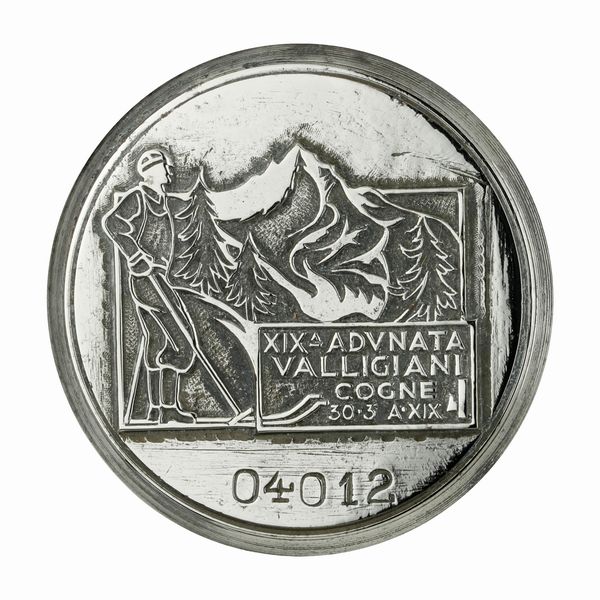 P Xixa Adunata Valligiani Cogne 30-3-A. XIX 50 x 47 mm  - Asta Conii e Punzoni della Storica Fabbrica di Medaglie Lorioli (1919-1950) - Associazione Nazionale - Case d'Asta italiane