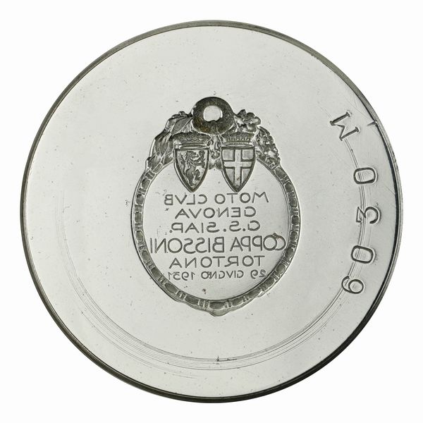 N Moto Club Genova G.S.SiaP Coppa Bissoni Tortona 29 Giugno 1931 58 x 45 mm  - Asta Conii e Punzoni della Storica Fabbrica di Medaglie Lorioli (1919-1950) - Associazione Nazionale - Case d'Asta italiane