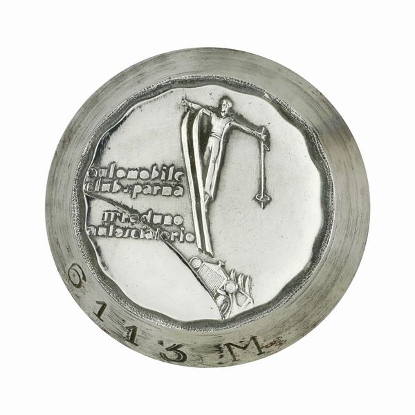 P Automobile Club Parma Il Raduno Autosciatorio 32 x 34 mm  - Asta Conii e Punzoni della Storica Fabbrica di Medaglie Lorioli (1919-1950) - Associazione Nazionale - Case d'Asta italiane