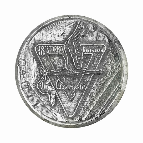 P 18° Stormo Bombardamento Cicogne 40 x 39 mm  - Asta Conii e Punzoni della Storica Fabbrica di Medaglie Lorioli (1919-1950) - Associazione Nazionale - Case d'Asta italiane