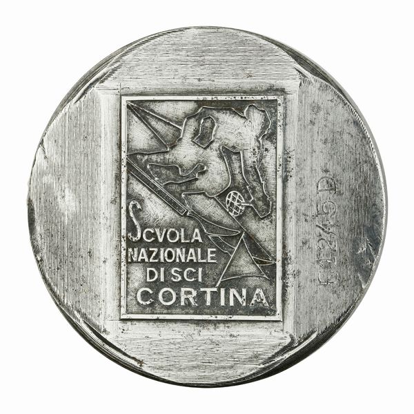 P Scuola Nazionale Di Sci Cortina 61 x 50 mm  - Asta Conii e Punzoni della Storica Fabbrica di Medaglie Lorioli (1919-1950) - Associazione Nazionale - Case d'Asta italiane