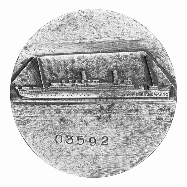 P Conte Biancamano (Transatlantico) 62 x 47 mm  - Asta Conii e Punzoni della Storica Fabbrica di Medaglie Lorioli (1919-1950) - Associazione Nazionale - Case d'Asta italiane