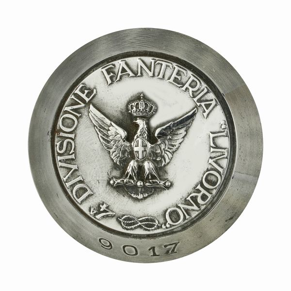 P 4A Divisione Fanteria Livborno 42 x 39 mm  - Asta Conii e Punzoni della Storica Fabbrica di Medaglie Lorioli (1919-1950) - Associazione Nazionale - Case d'Asta italiane