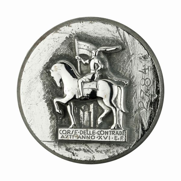 P Corse Delle Contrade Asti Anno XVI E.P 46 x 41 mm  - Asta Conii e Punzoni della Storica Fabbrica di Medaglie Lorioli (1919-1950) - Associazione Nazionale - Case d'Asta italiane