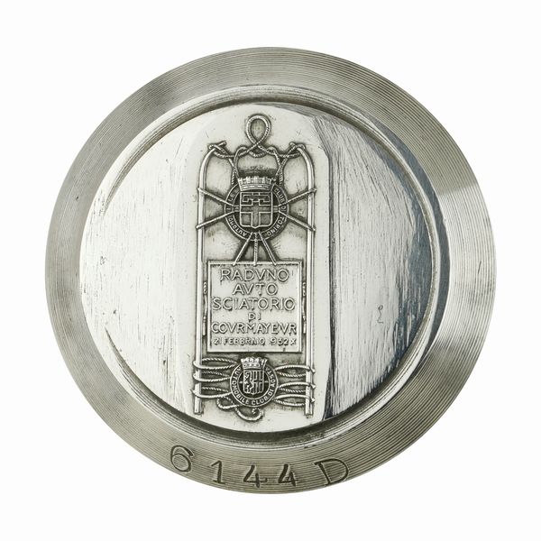 P Automobile Club Torino Raduno Auto Sciatorio Di Curmayeur 21 Febbraio 1932 x Automobile Club Aosta 45 x 38 mm  - Asta Conii e Punzoni della Storica Fabbrica di Medaglie Lorioli (1919-1950) - Associazione Nazionale - Case d'Asta italiane