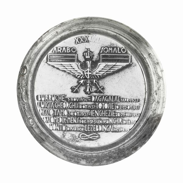 P XXX Arabo Somalo ( Con Nomi E Date Delle Battaglie) 41 x 40 mm  - Asta Conii e Punzoni della Storica Fabbrica di Medaglie Lorioli (1919-1950) - Associazione Nazionale - Case d'Asta italiane
