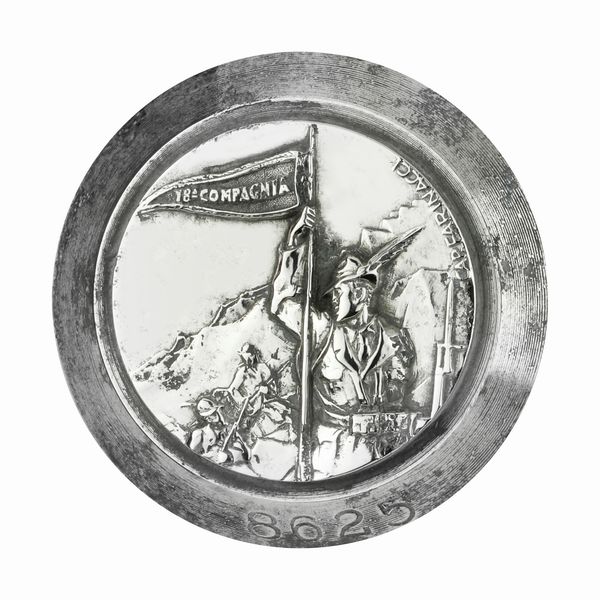 P 18° Compagnia 42 x 38 mm  - Asta Conii e Punzoni della Storica Fabbrica di Medaglie Lorioli (1919-1950) - Associazione Nazionale - Case d'Asta italiane