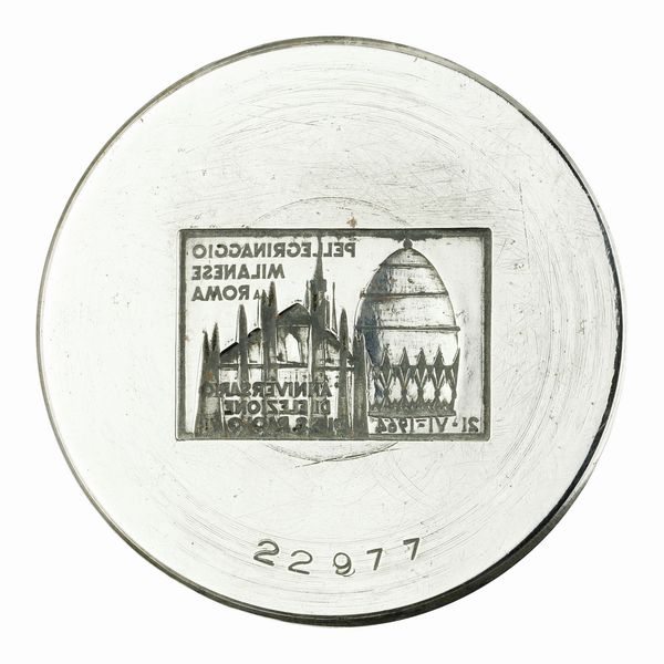 N Pellegrinaggio Milanese A Roma. 67 x 41 mm  - Asta Conii e Punzoni della Storica Fabbrica di Medaglie Lorioli (1919-1950) - Associazione Nazionale - Case d'Asta italiane