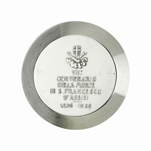 P VII Centenario Della Morte Di S. Francesco D'Assisi 1226- 1926 35 x 34 mm  - Asta Conii e Punzoni della Storica Fabbrica di Medaglie Lorioli (1919-1950) - Associazione Nazionale - Case d'Asta italiane