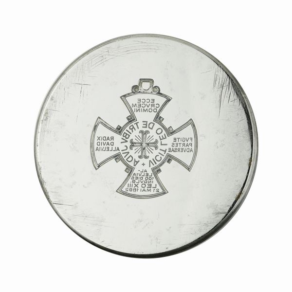 N Vicit Leo De Tribu Juda- Ecce Crucem Domini- Radix David Alleluja-Fugite Partes Adversae- Alleluia Ioo Dies Indulg Leo XIII 21 Maggio 1892 51 x 45 mm  - Asta Conii e Punzoni della Storica Fabbrica di Medaglie Lorioli (1919-1950) - Associazione Nazionale - Case d'Asta italiane