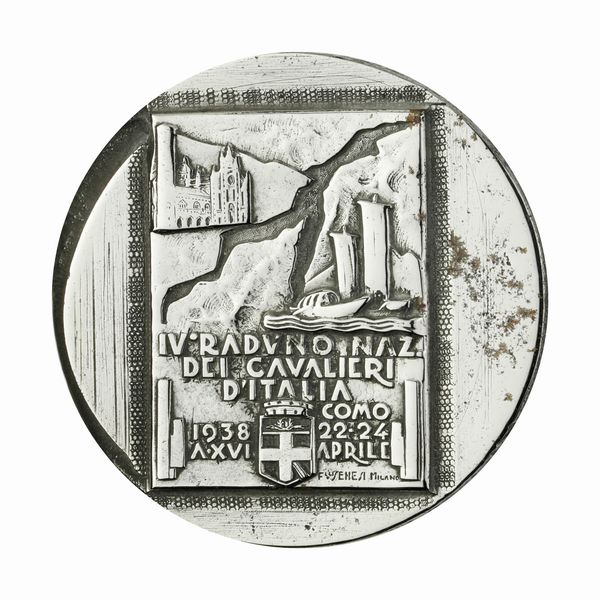 P IV Raduno Dei Cavalieri Del Lavoro Como 22-24 Aprile 1938 A XVI Senesi Milano 43 x 37 mm  - Asta Conii e Punzoni della Storica Fabbrica di Medaglie Lorioli (1919-1950) - Associazione Nazionale - Case d'Asta italiane