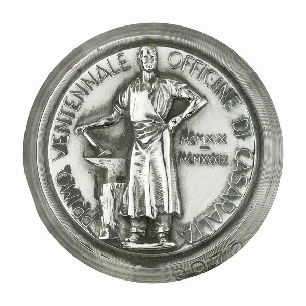 P Primo Decennale Officine Di Casaralta MCMXIX-MCMXXXIX 45 x 40 mm  - Asta Conii e Punzoni della Storica Fabbrica di Medaglie Lorioli (1919-1950) - Associazione Nazionale - Case d'Asta italiane