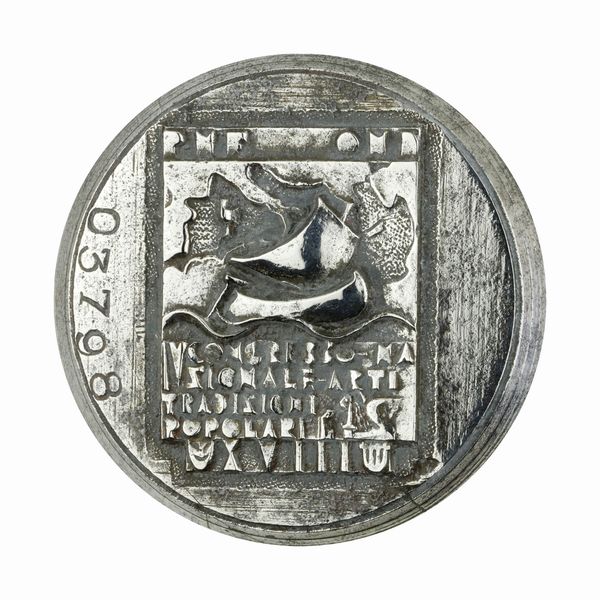 P Pnf Ond V Congresso Nazionale Arti Tradizione Popolare Xviii. 52 x 46 mm  - Asta Conii e Punzoni della Storica Fabbrica di Medaglie Lorioli (1919-1950) - Associazione Nazionale - Case d'Asta italiane