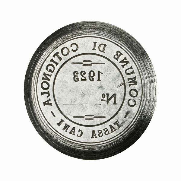 N Comune Di Cotignola Tassa Cani 1923 N° 37 x 33 mm  - Asta Conii e Punzoni della Storica Fabbrica di Medaglie Lorioli (1919-1950) - Associazione Nazionale - Case d'Asta italiane