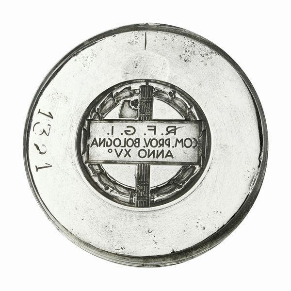 N R.F.G.I. Com. Prov. Bologna Anno XV° 52 x 45 mm  - Asta Conii e Punzoni della Storica Fabbrica di Medaglie Lorioli (1919-1950) - Associazione Nazionale - Case d'Asta italiane