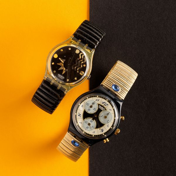 Swatch : Uno Swatch bracciale elastico e uno Swatch Chrono con bracciale elastico NOS  - Asta Swatch my Valentine - Associazione Nazionale - Case d'Asta italiane