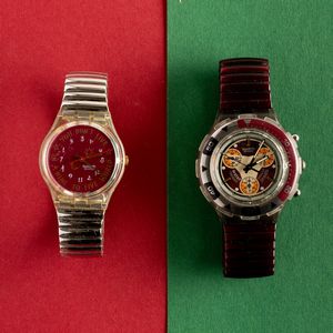 Swatch : Due Swatch bracciale elastico NOS  - Asta Swatch my Valentine - Associazione Nazionale - Case d'Asta italiane