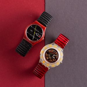 Swatch - Uno Swatch bracciale elastico e uno Swatch Scuba con bracciale elastico NOS