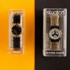 Swatch : Uno Swatch bracciale elastico e uno Swatch Chrono con bracciale elastico NOS  - Asta Swatch my Valentine - Associazione Nazionale - Case d'Asta italiane