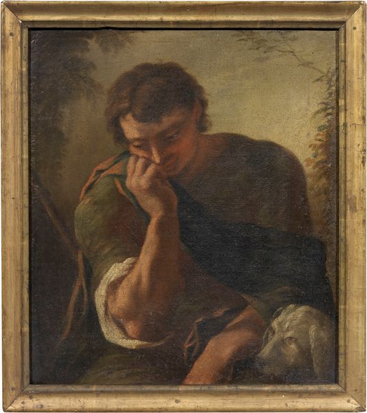 Scuola veneta del XVIII secolo : Uomo con cane (San Rocco?)  - Asta PARADE I - Arredi, Maioliche e Dipinti Antichi - Associazione Nazionale - Case d'Asta italiane