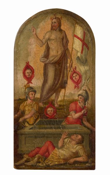 Scuola Italia centrale del XVI secolo : Cristo risorto (sportello di ciborio)  - Asta PARADE I - Arredi, Maioliche e Dipinti Antichi - Associazione Nazionale - Case d'Asta italiane