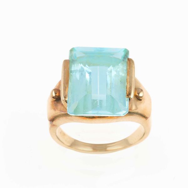 Anello con acquamarina  - Asta Gioielli - Associazione Nazionale - Case d'Asta italiane