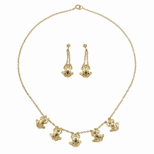 Demi-parure collana ed orecchini rane, Capello  - Asta Gioielli - Associazione Nazionale - Case d'Asta italiane